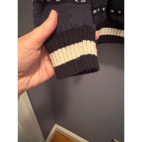 American Eagle Men's Hooded Geometric Sweater Navy White Size M - Picture 4 of 9